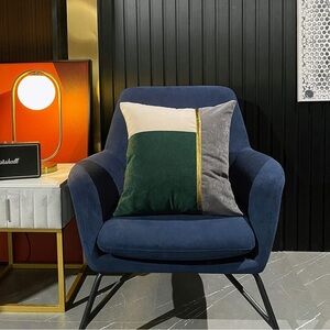 2 Green Gray White Gold Leather Patchwork Velvet Throw Pillow Covers 18 x 18